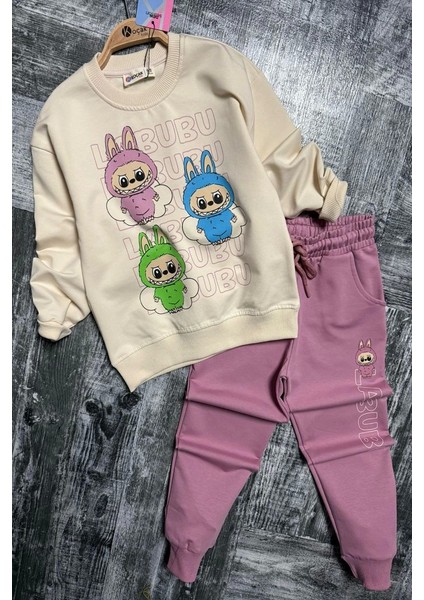 Labubu Desenli Kız Çocuk Pembe Renk Eşofman Takım 2 Li Set modelleri