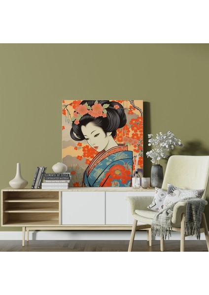 Asya Kanvas Tablo: Zarif Kimono Giyen Güzeller Güzeli Geyşa - Asya Zarif Geyşa Ev Dekorasyonu Kanvas Duvar Sanatı fiyatları