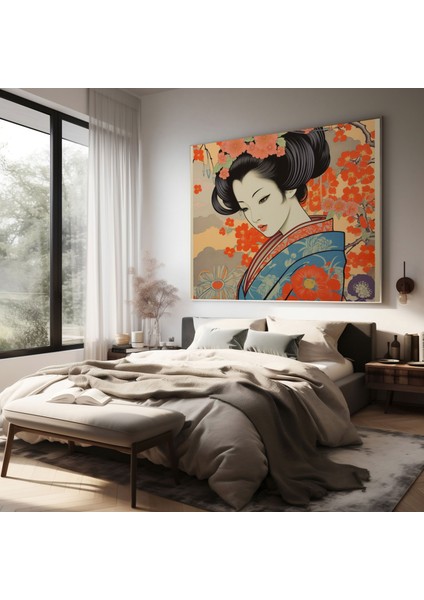 Asya Kanvas Tablo: Zarif Kimono Giyen Güzeller Güzeli Geyşa - Asya Zarif Geyşa Ev Dekorasyonu Kanvas Duvar Sanatı modelleri