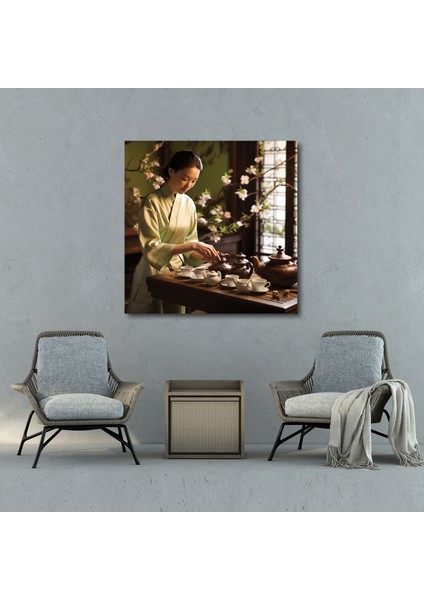 Asya Çay Seremonisi Duvar Dekorasyonu - Asya Kültürel Zarafet Ev Dekorasyonu Geleneksel modelleri