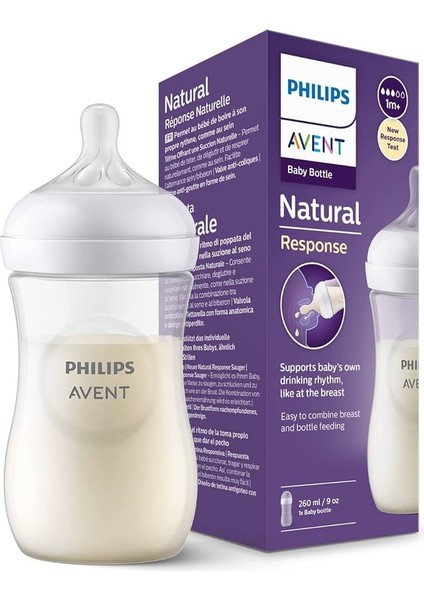 Edolika Philips Avent Natural Response Pp Biberon 1 Ay+ 260 Ml, Tepkili Biberon Emziği SCY903/01