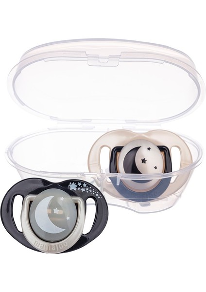 Edolika Mamajoo Sterilizasyon & Saklama Kutulu Black & Pearl Desenli Ikili Ortodontik Emzik Gece & Gündüz / 12 Ay+ indirimleri