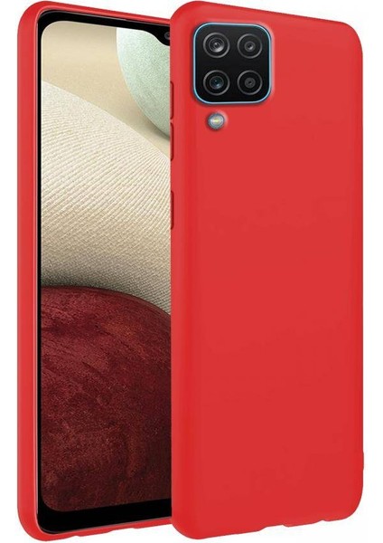 Samsung Galaxy A12 İnce Mat Silikon Kılıf Kırmızı