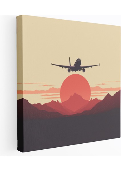 Minimalist Uçak Kanvas Tablo - Grafik Tasarım - Duvar Sanatı - Uçak Etkileyici Arka Plan Minimalist Duvar Sanatı