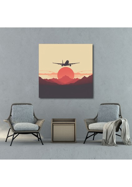 Minimalist Uçak Kanvas Tablo - Grafik Tasarım - Duvar Sanatı - Uçak Etkileyici Arka Plan Minimalist Duvar Sanatı modelleri