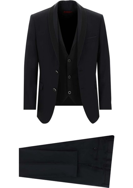 Slim Fit Şal Yaka Yelekli Smokin & Damatlık