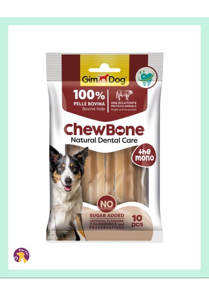Rawhide Sticks Burgu Köpek Çiğneme Kemiği 9-10 mm 80 gr