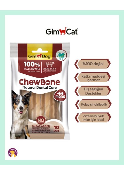 Rawhide Sticks Burgu Köpek Çiğneme Kemiği 9-10 mm 80 gr fiyatları