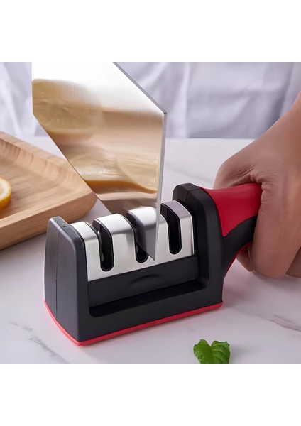 3 Fonksiyonlu Paslanmaz Çelik Bıçak Bileyici - Elmas, Tungsten ve Seramik Bileme - Şef, Mutfak, Meyve, Çakı ve Av Bıçakları Için Ergonomik Bileme Aleti