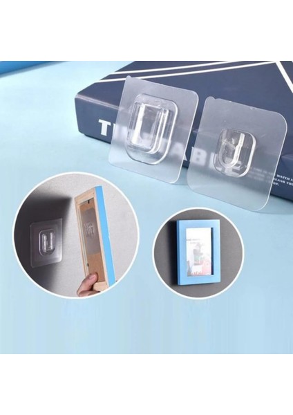 Mobilya Askı Çift Taraflı Yapışkanlı Geçmeli Klips Şeffaf Duvar Kancası, Iz Bırakmayan Sabitleme Askısı, Ev ve Ofis Organizer 5 Çift