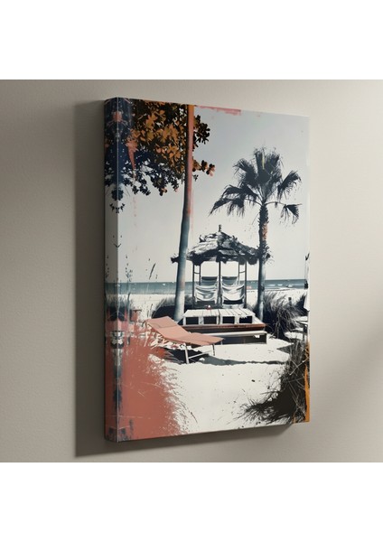 Sahil Evi Plaj Manzaralı Soyut Sanat Tablosu