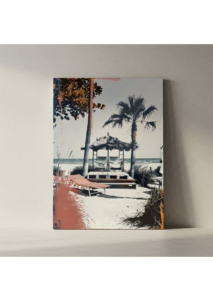 Sahil Evi Plaj Manzaralı Soyut Sanat Tablosu fiyatları