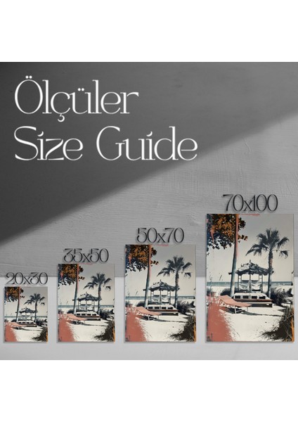 Sahil Evi Plaj Manzaralı Soyut Sanat Tablosu modelleri