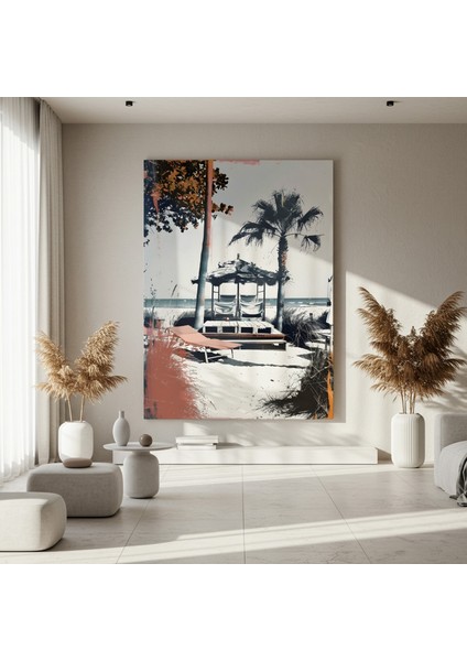 Sahil Evi Plaj Manzaralı Soyut Sanat Tablosu fırsatları