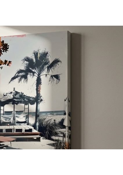 Sahil Evi Plaj Manzaralı Soyut Sanat Tablosu indirimleri