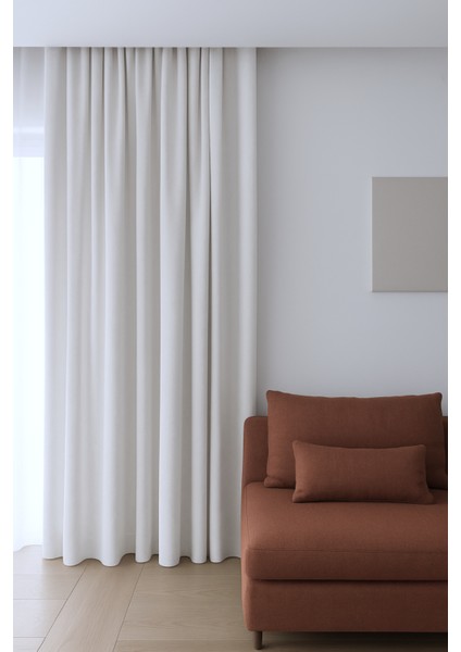 Ekru - Kadife Karartma Perde Blackout -Tek Kanat - EE5454