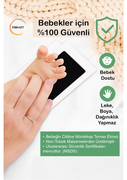 Toksik Olmayan Mürekkepsiz Baskı Kiti Yenidoğan ve 0-1 Yaş Uyumlu Bebek El Ayak Izi Seti 1 Adet fırsatları