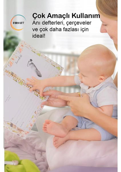 Toksik Olmayan Mürekkepsiz Baskı Kiti Yenidoğan ve 0-1 Yaş Uyumlu Bebek El Ayak Izi Seti 1 Adet