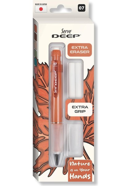 Deep Versatil Kalem 07MM- Toprak Tonları - Yedekli Set (Grip ve Silgi) Kiremit