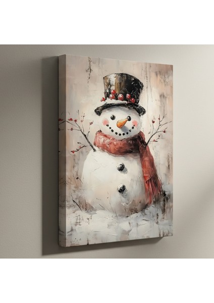 Kış Kardan Adamı Yağlıboya Tablosu