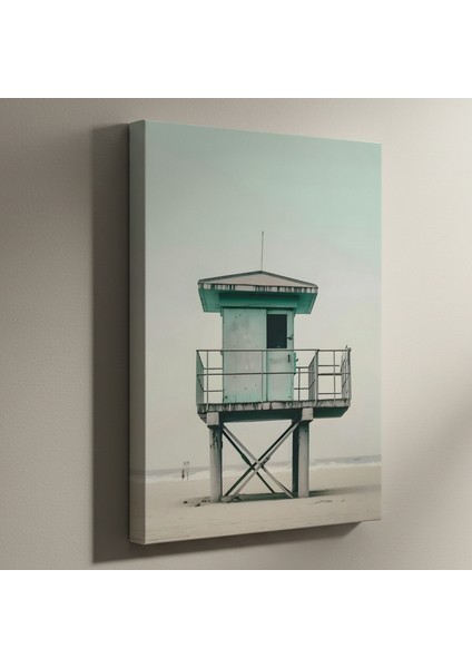 Sahil Kulübesi Manzaralı Plaj Tablosu