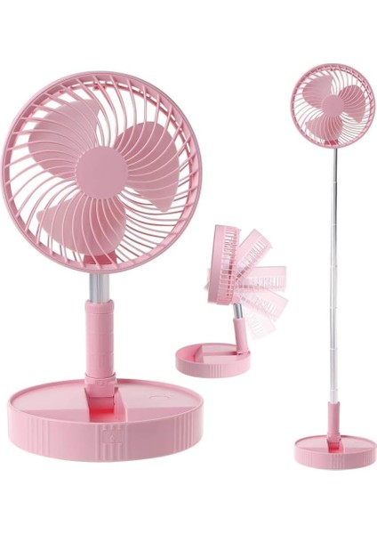 4 Modlu Şarjlı Katlanabilir Yükseltilebilir Taşınabilir Teleskopik Fan Vantilatör Ön Kapak Çıkabilir Pervane Yıkanabilir Minimal Ses Seviyesi Serinletici Portatif Masa Vantilatörü (Pembe)