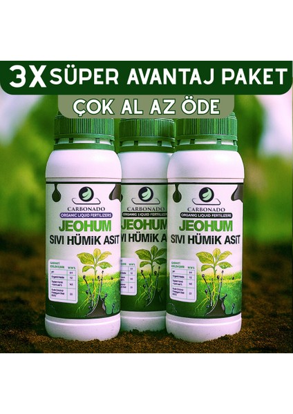 Jeohum Sıvı Hümik Asit 1l X3 | Organik Gübre | Süper Avantajlı Set | Bitkinin Organik Ilacı fiyatları