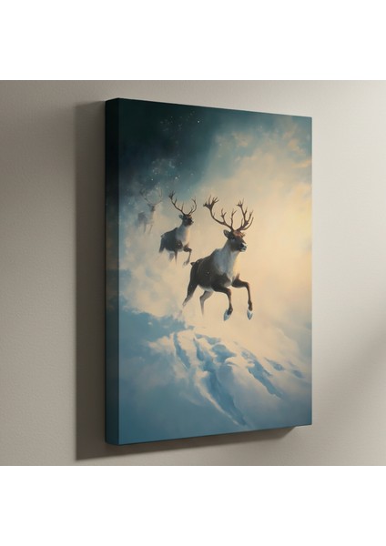 Kış Rengi Noel Geyikleri Tablosu