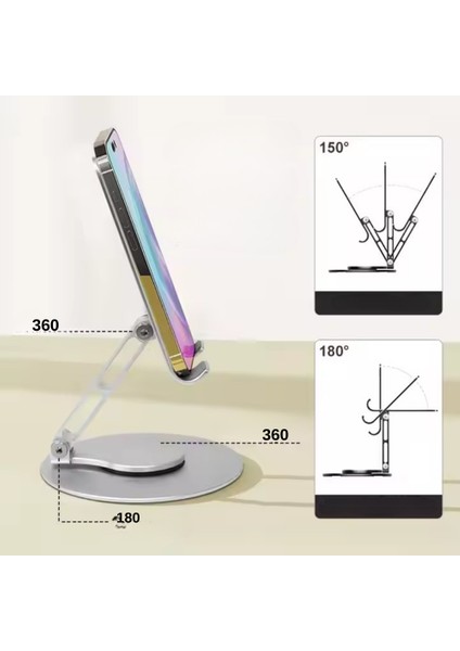 Katlanabilir Telefon Tablet Tutucu Stand – 360° Dönebilen, Ayarlanabilir Yükseklikli, Kaymaz Tabanlı, Hafif ve Taşınabilir Evrensel Masaüstü Cihaz Standı, Ofis, Ev ve Seyahat Kullanımına Uygun fiyatları