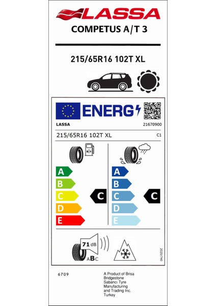 215/65R16 102T Xl Competus A/t 3 C-C-71 4 Mevsim Suv Lastiği (Üretim Yılı: 2025) fiyatları