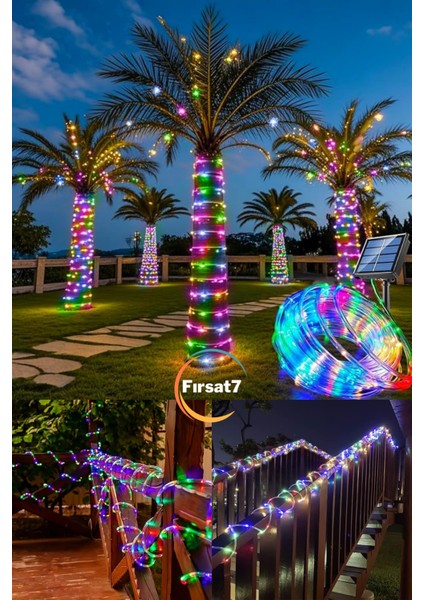 Şeffaf Kablo Rgb Solar Güneş Enerjili 10 Metre 100 LED Şerit LED Aydınlatma Dekorasyon Iç Dış Mekan