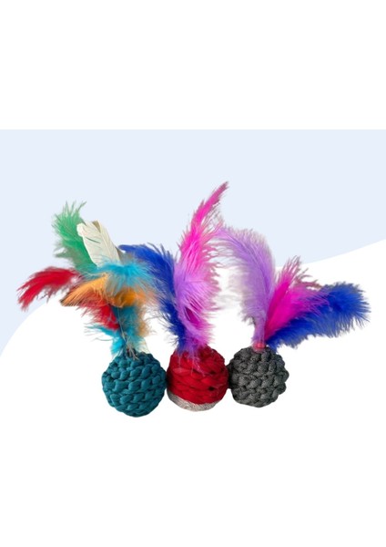 3lü Örme ve Tüylü Kedi Top Oyuncağı Seti2 modelleri