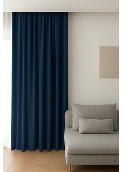 Lacivert - Kadife Karartma Perde Blackout -Tek Kanat -KL800