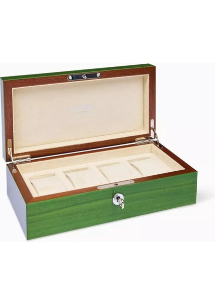 Heritage Chroma 4’lü Lake Ahşap Saat Kutusu, Yeşil, Lüks El Işçiliği