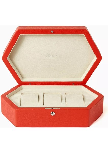 Portobello Üçlü Deri Saat Kutusu, Kırmızı, El Yapımı Lüks Tasarım fiyatları
