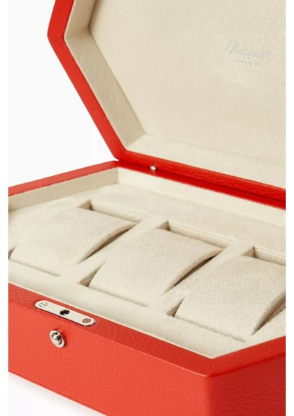 Portobello Üçlü Deri Saat Kutusu, Kırmızı, El Yapımı Lüks Tasarım modelleri