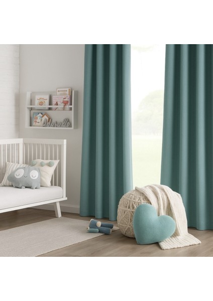 Hasır Keten Fon Perde- Mint Yeşili - Pilesiz Düz Dikim - MTT711