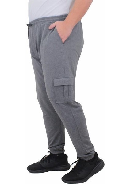 Büyük Beden Erkek Düz Komando Eşofman Altı 22520 Grı Melanj