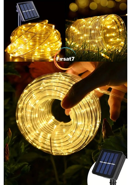 Şeffaf Kaplama Solar Güneş Enerjili Gün Işığı LED 10 Metre 100 LED Dekorasyon Iç Dış Mekan Bahçe LED