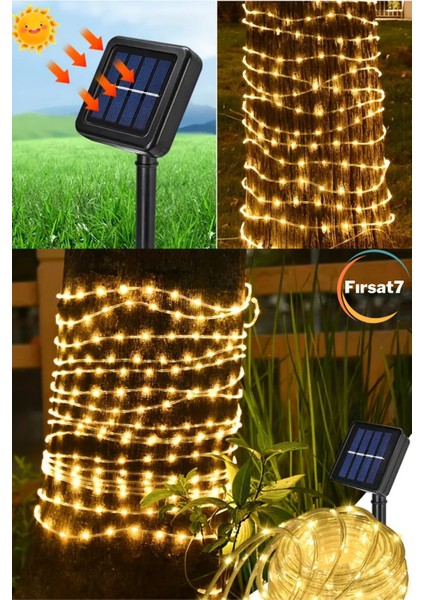 Şeffaf Kaplama Solar Güneş Enerjili Gün Işığı LED 10 Metre 100 LED Dekorasyon Iç Dış Mekan Bahçe LED