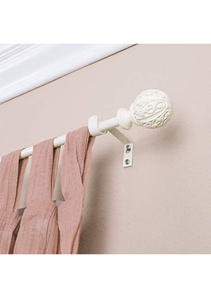 - 29992-26DW Yaprak Topu 5/8" Perde Çubuğu Seti, 66 Ila 110 Cm, Eskitilmiş Fildişi fiyatları