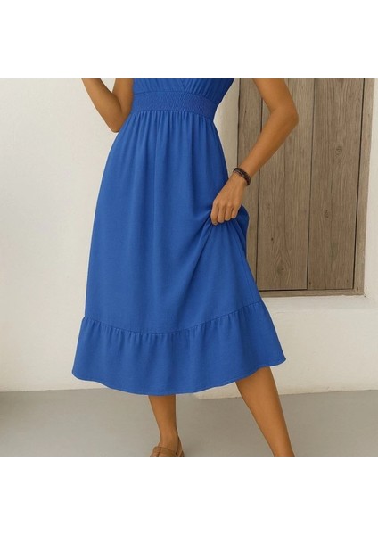 Kadın Kısa Kelebek Kollu Kruvaze Yakalı Beli Lastikli Aerobin Elbise fiyatları