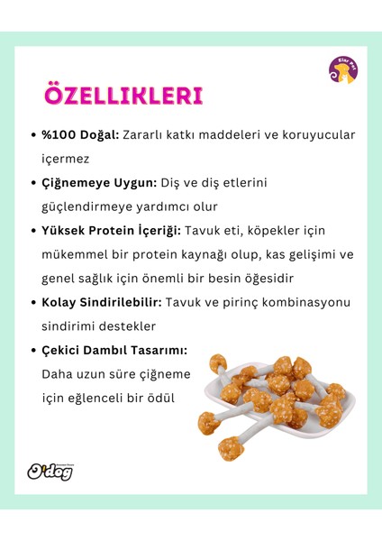 Gerçek Tavuk Eti ve Pirinç Köpek Ödülü (100 G) modelleri