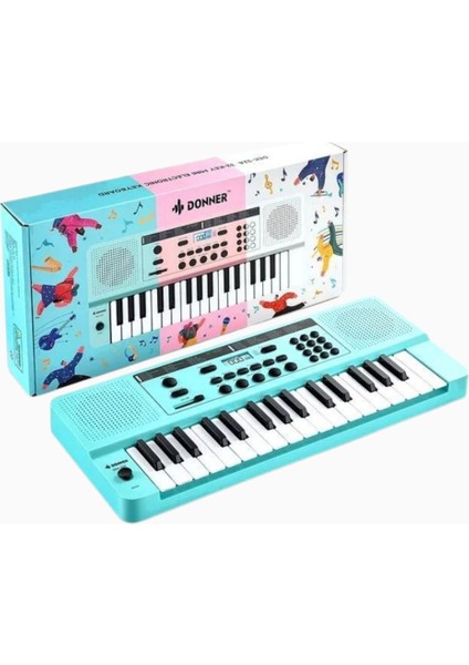 DEK-32A 32 Tuşlu Elektrikli Klavye, Mavi, Hafif ve Taşınabilir