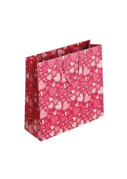 Karton Çanta K3 - Pembe Kalpler 170124-99