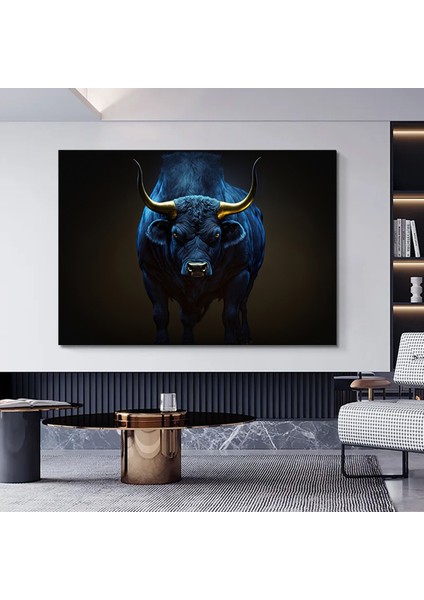 Boğa Kanvas Sanatı - Altın & Siyah; Finans Merkezi Dekoru