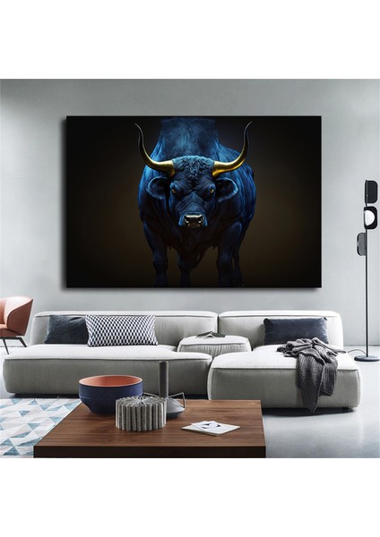 Boğa Kanvas Sanatı - Altın & Siyah; Finans Merkezi Dekoru fiyatları