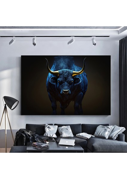 Boğa Kanvas Sanatı - Altın & Siyah; Finans Merkezi Dekoru modelleri