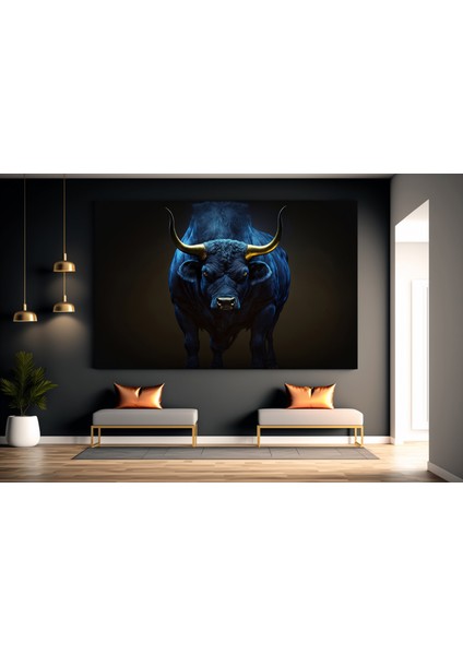 Boğa Kanvas Sanatı - Altın & Siyah; Finans Merkezi Dekoru fırsatları