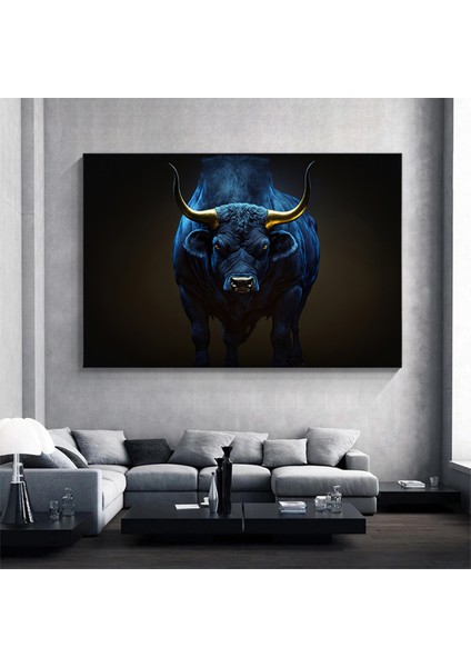 Boğa Kanvas Sanatı - Altın & Siyah; Finans Merkezi Dekoru